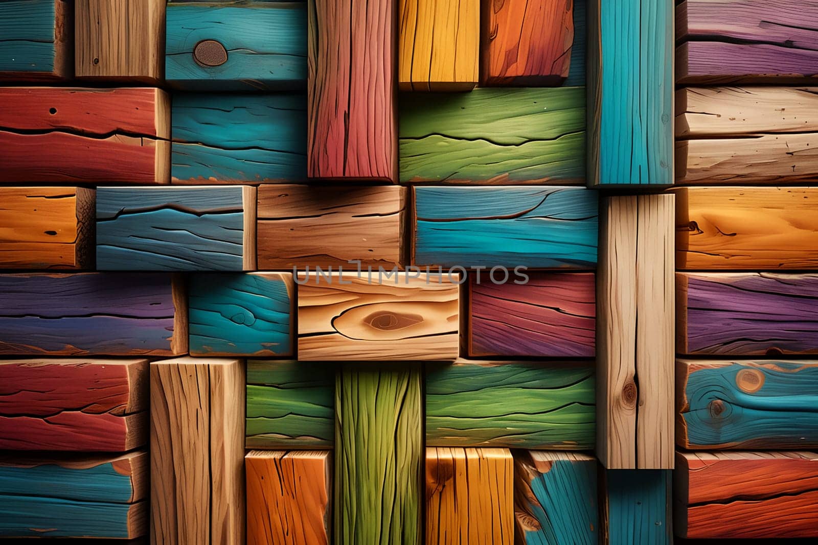 abstract background from pieces of old wood. AI generated image.