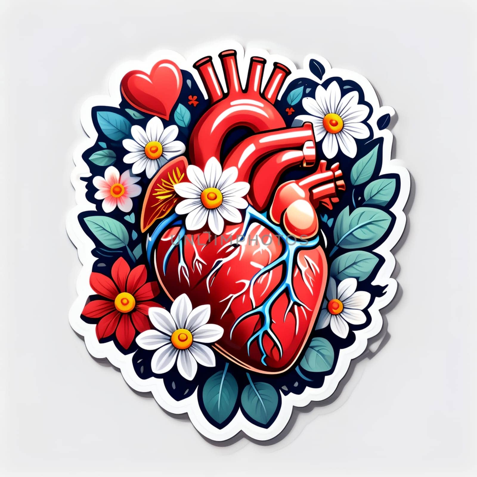 medical style sticker, cardiology. AI generated image.