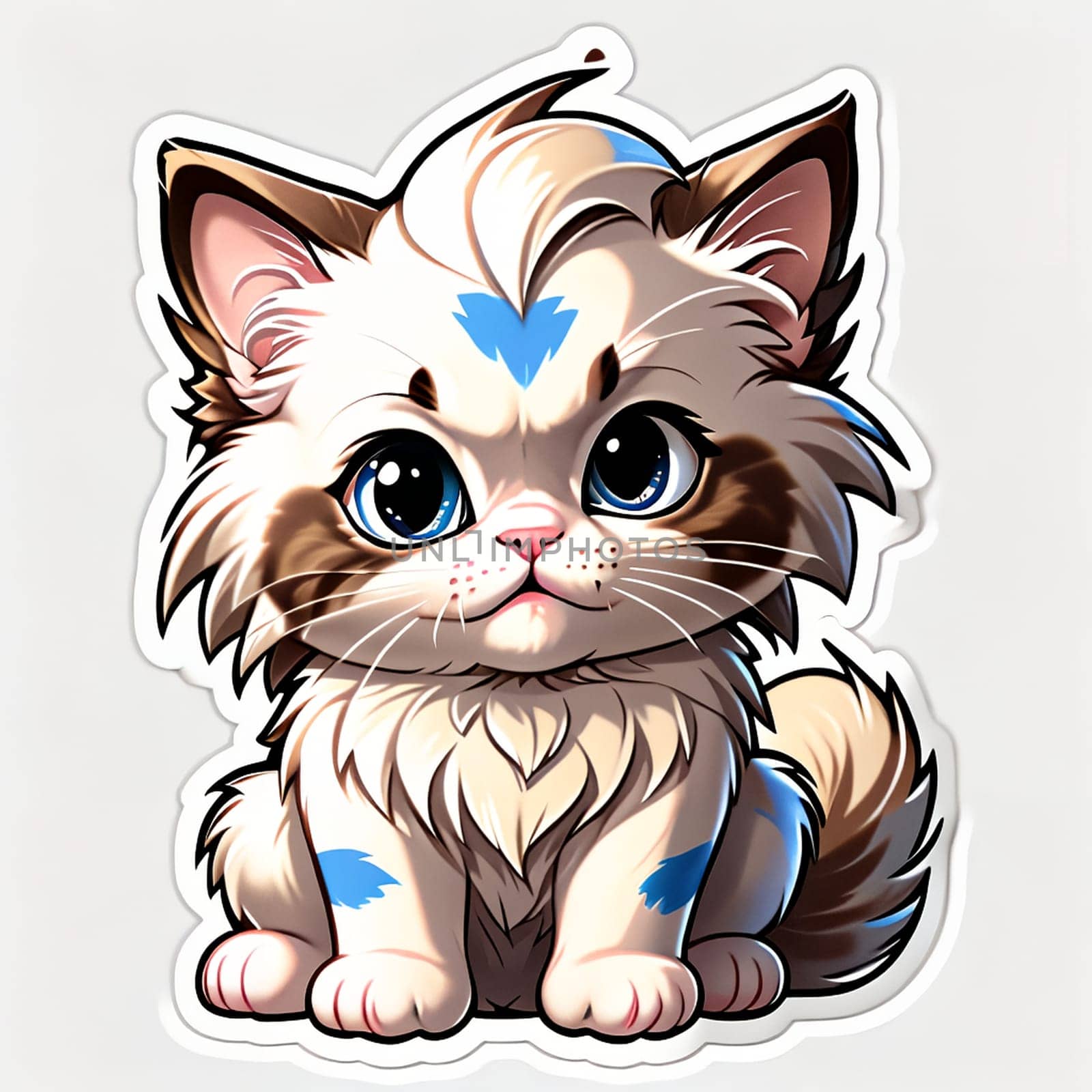 Ragdoll cat sticker. AI generated image.