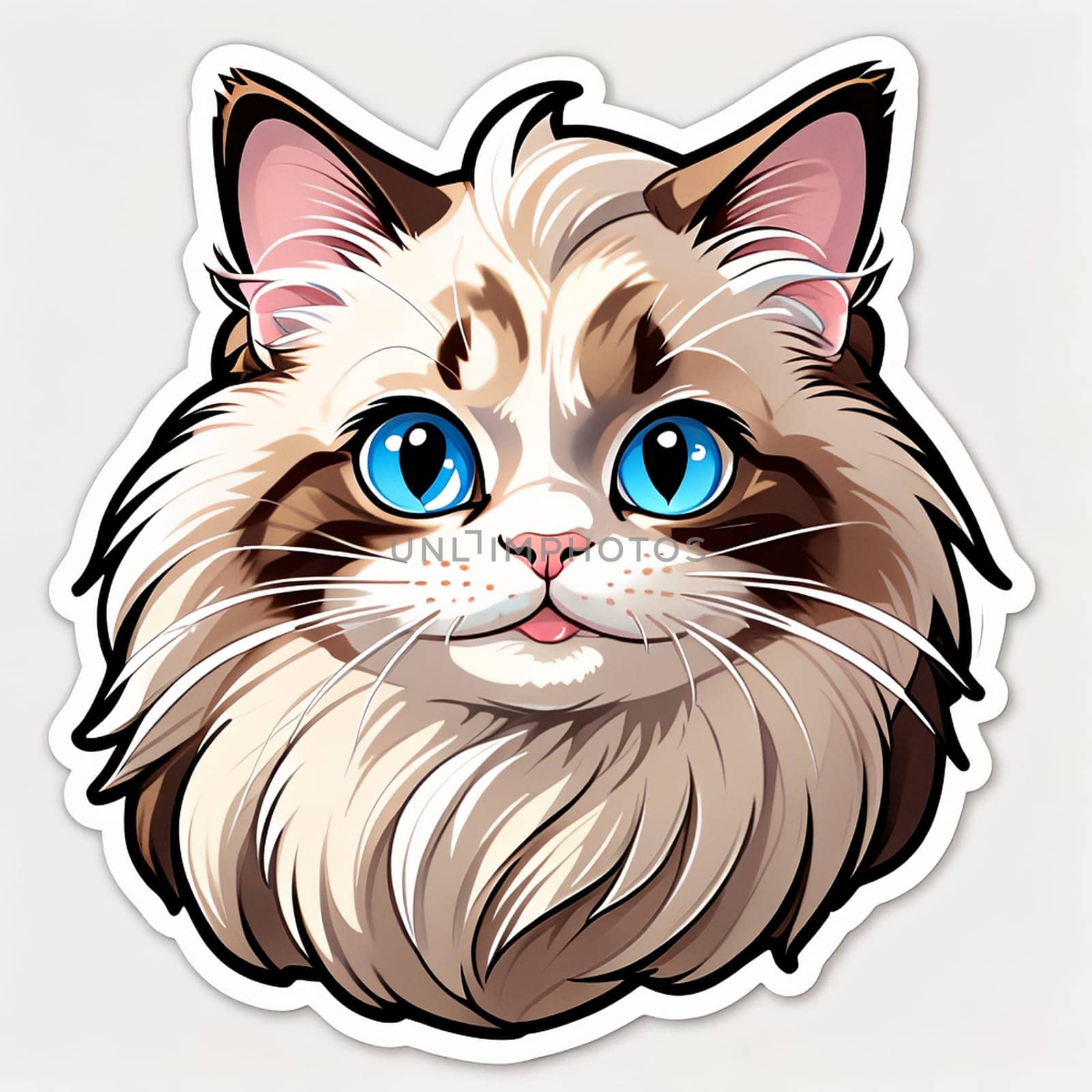 Ragdoll cat sticker. AI generated image.