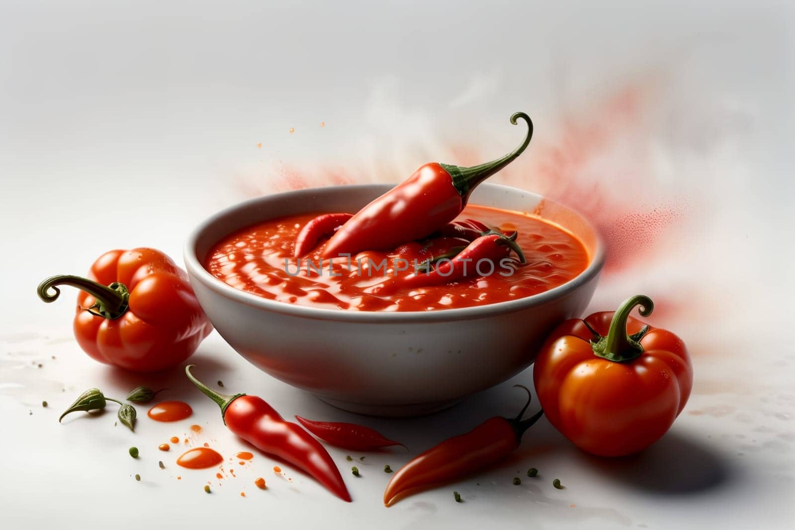 red hot pepper isolated on grey background .