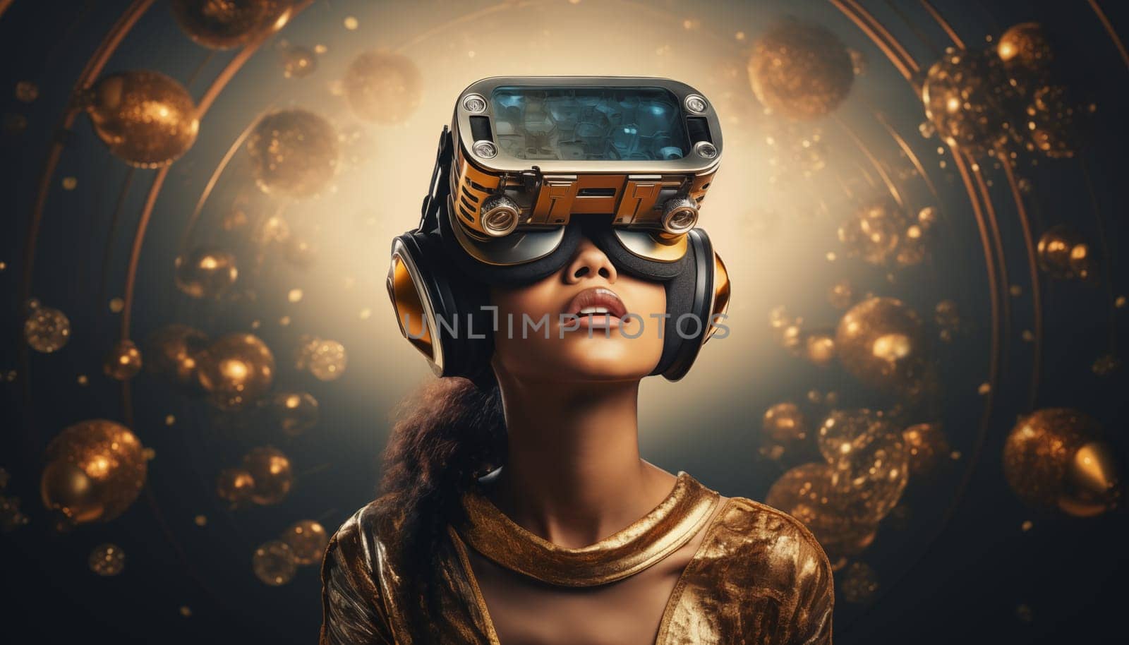 Woman in VR glasses. High quality photo