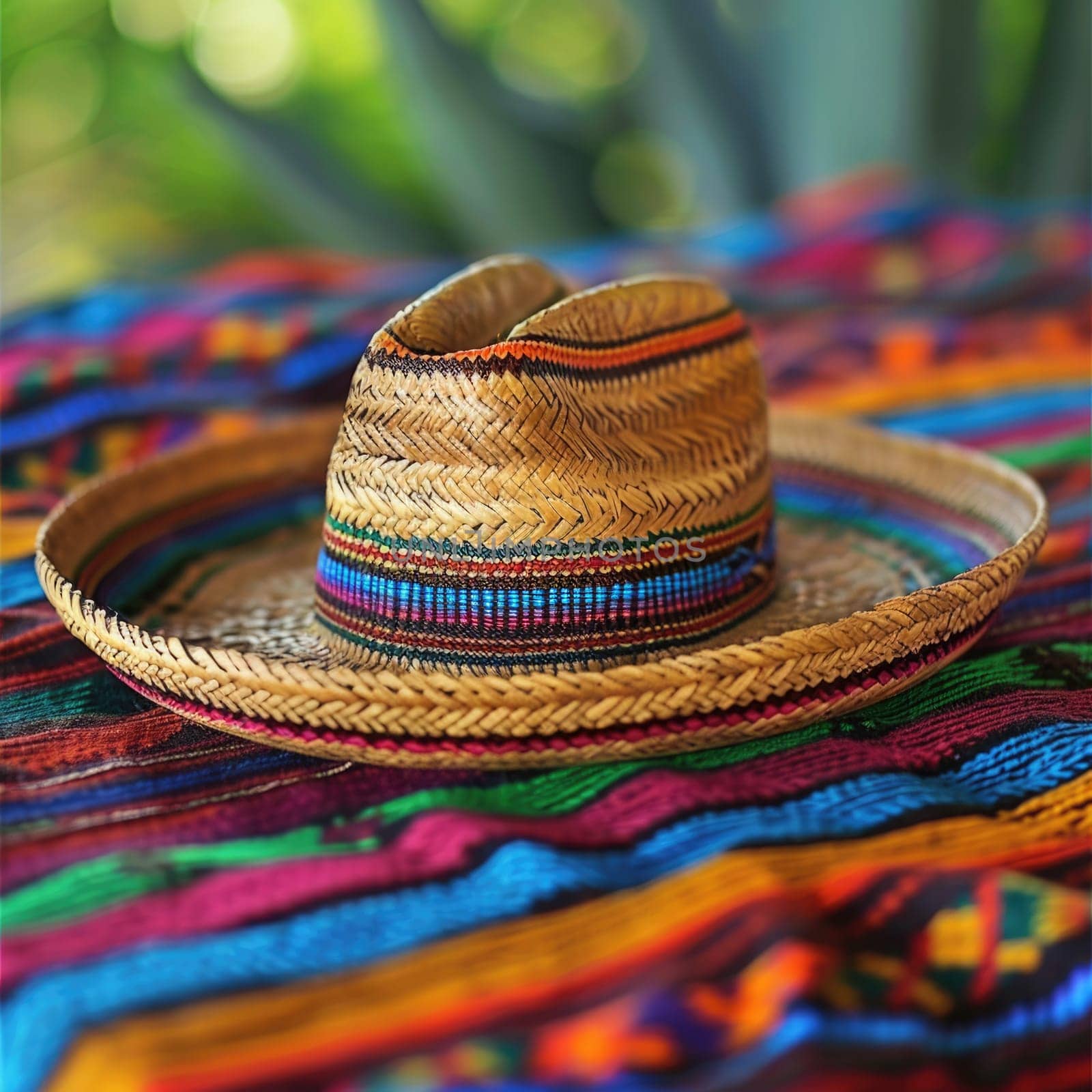 national colorful sombrero on table. AI Generated by Desperada