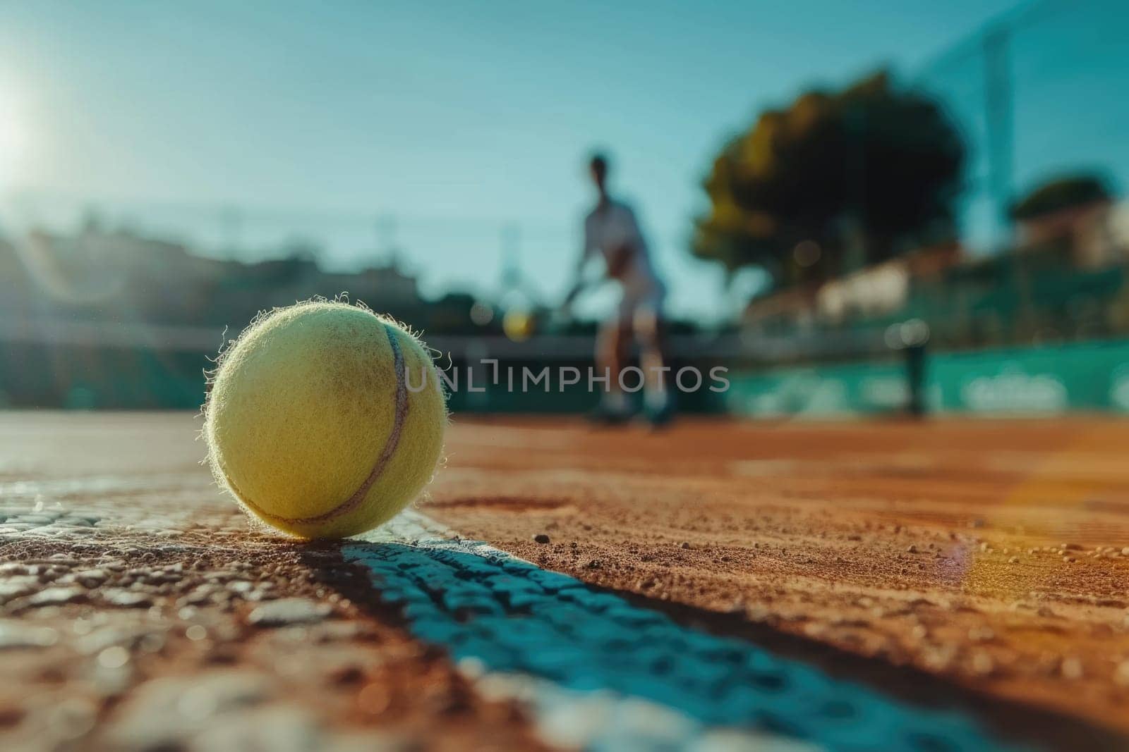 closeup of man plays tennis on the court. ai generated