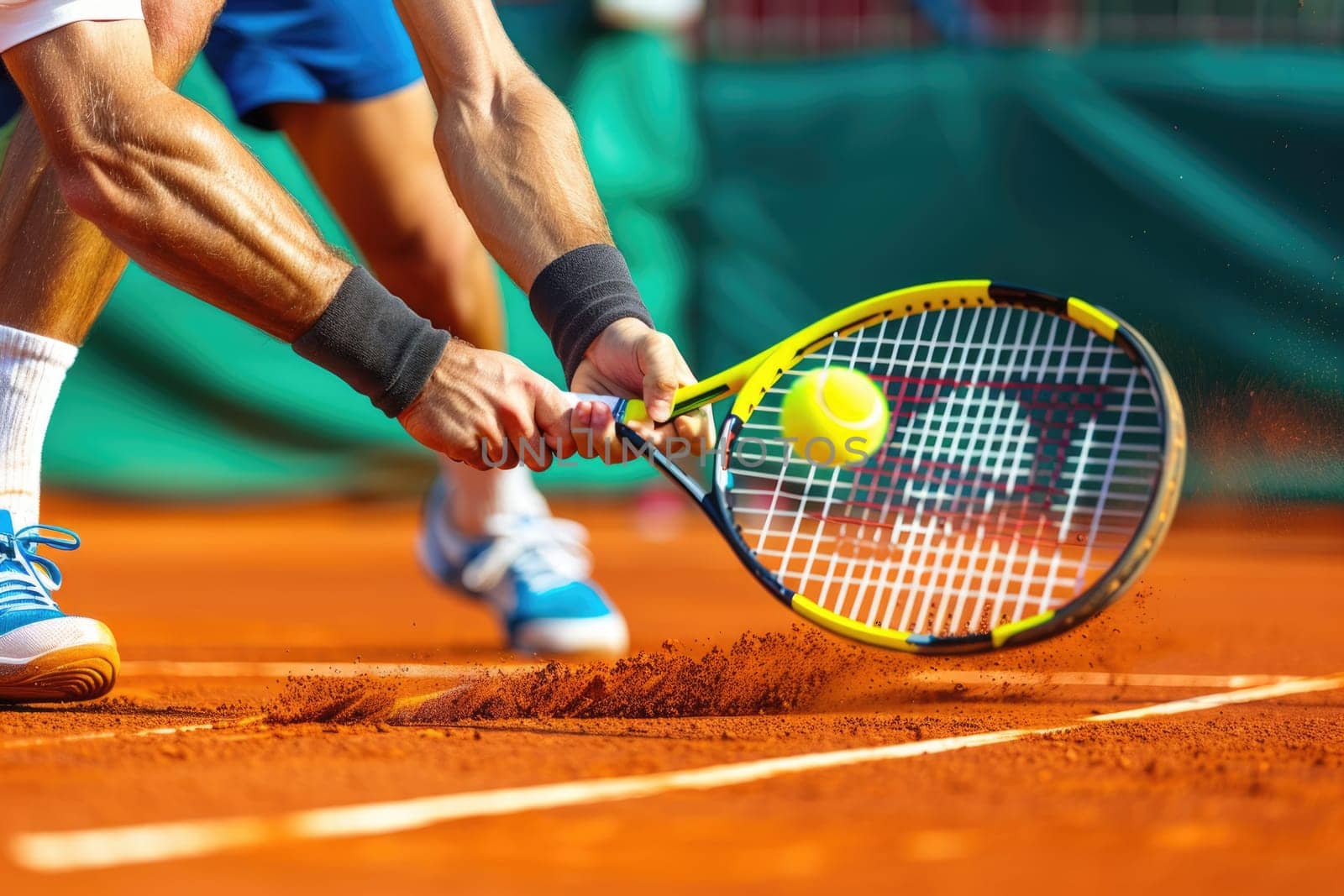 closeup of man plays tennis on the court. ai generated