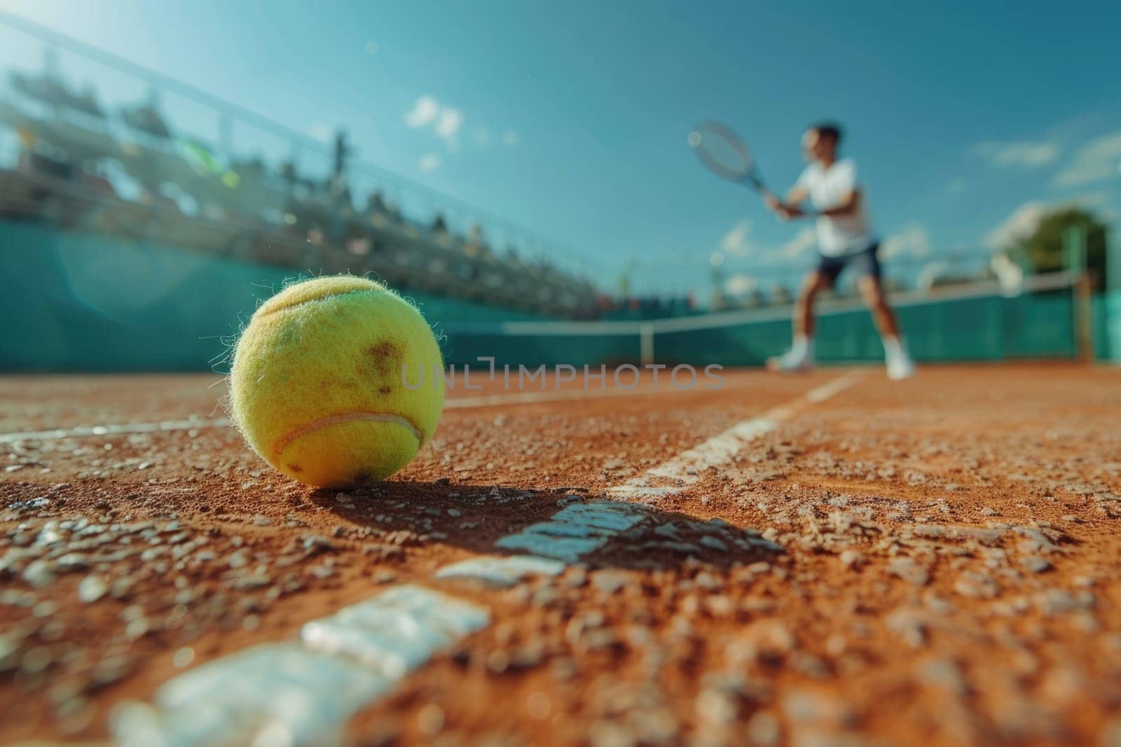 closeup of man plays tennis on the court. ai generated