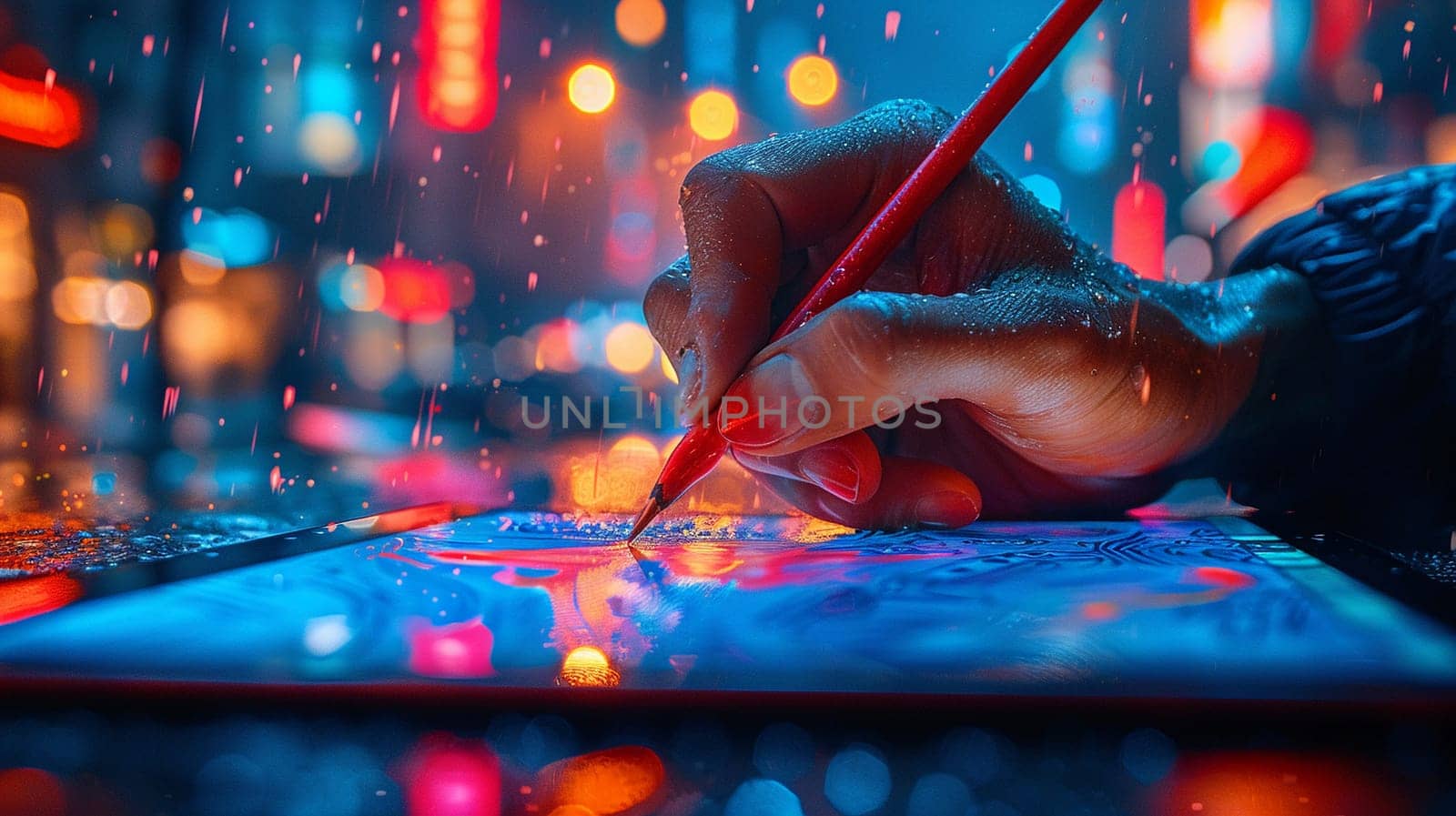 Close-up of a hand drawing on a digital tablet by Benzoix