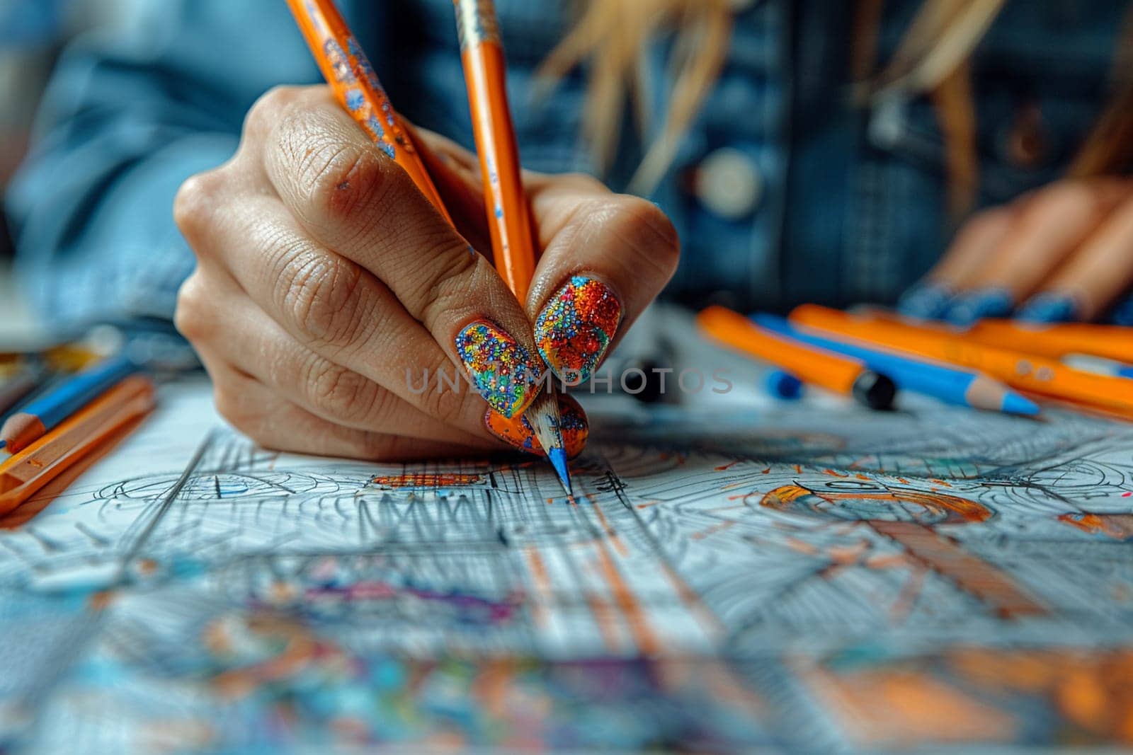 Close-up of a hand sketching a fashion design, representing creativity, style, and the fashion industry.