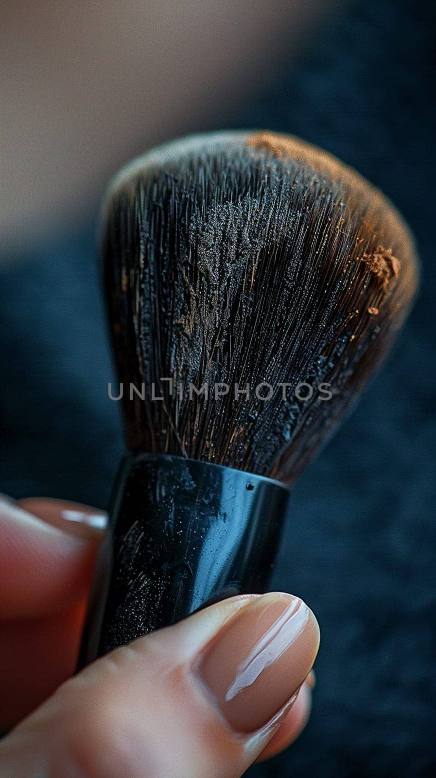 Fingers applying makeup with a brush by Benzoix