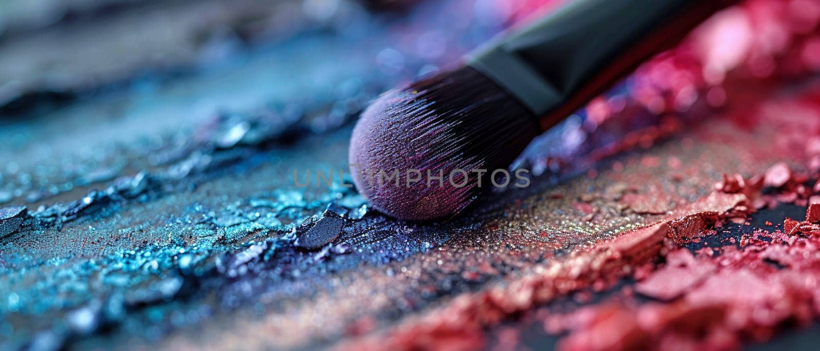 Fingers applying makeup with a brush, showcasing beauty routines and personal care.