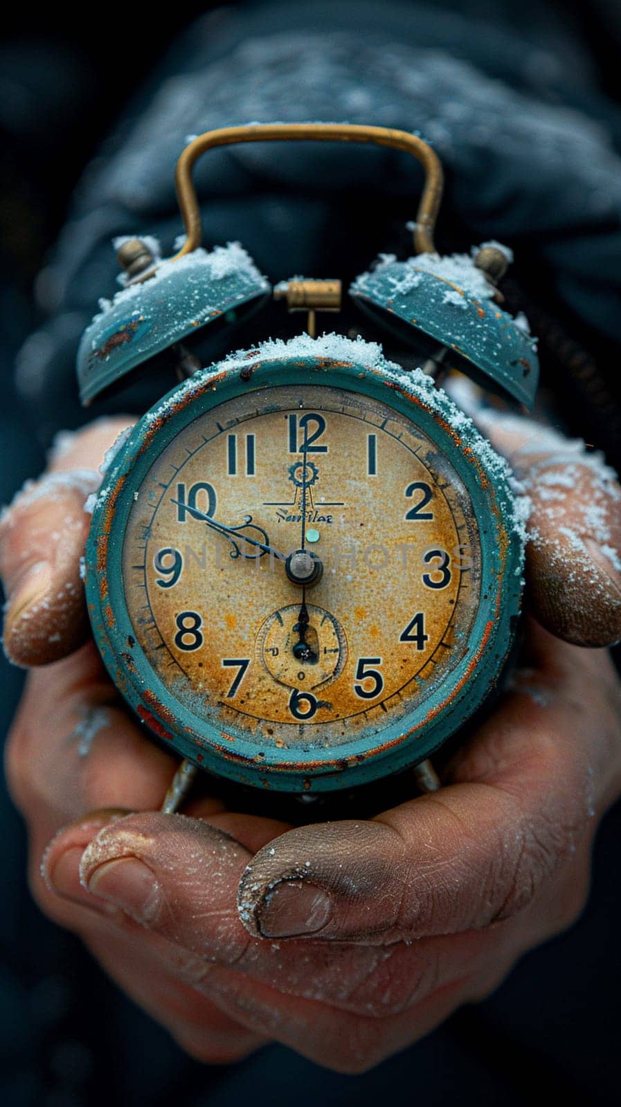 Fingers setting a traditional alarm clock by Benzoix