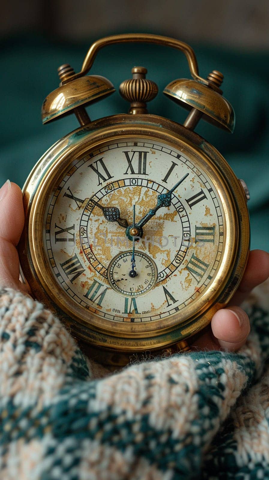 Fingers setting a traditional alarm clock, showcasing the importance of time and routine.