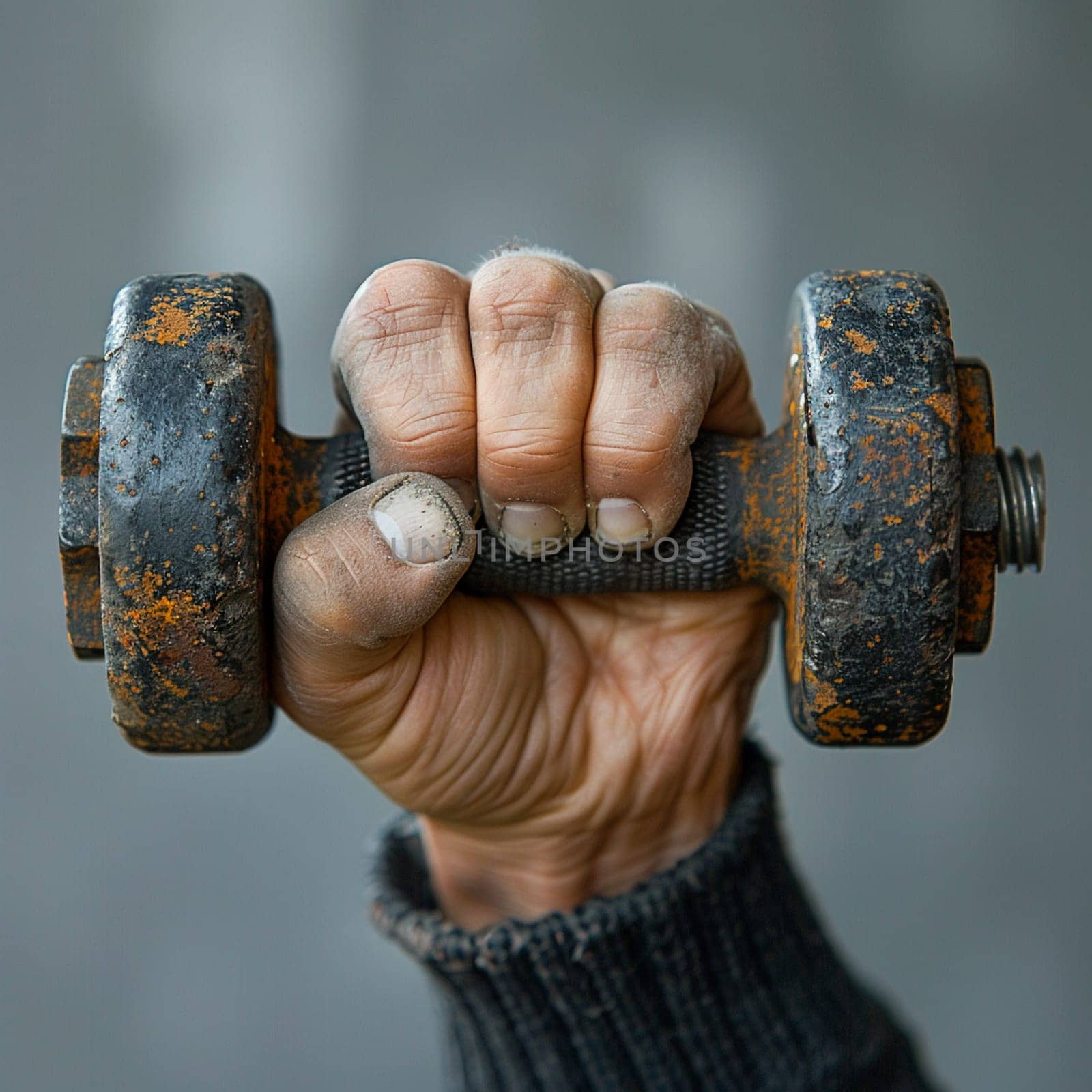 Hand gripping a fitness dumbbell symbolizing health by Benzoix