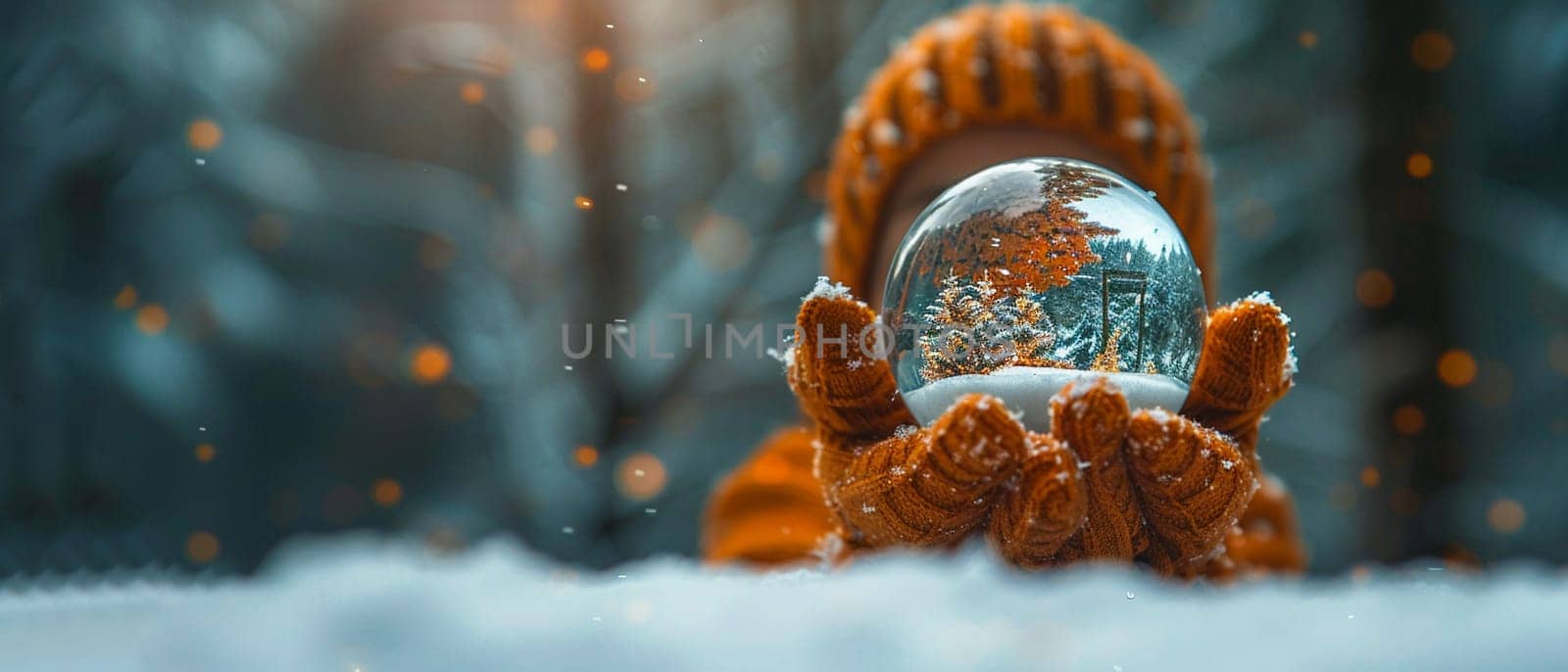 Hand holding a snow globe evoking nostalgia by Benzoix