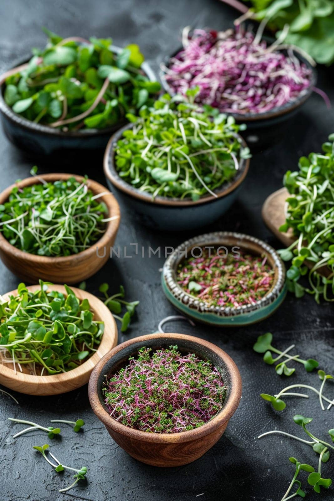 Fresh microgreens on a plate, healthy eating concept, nature, Generative AI,