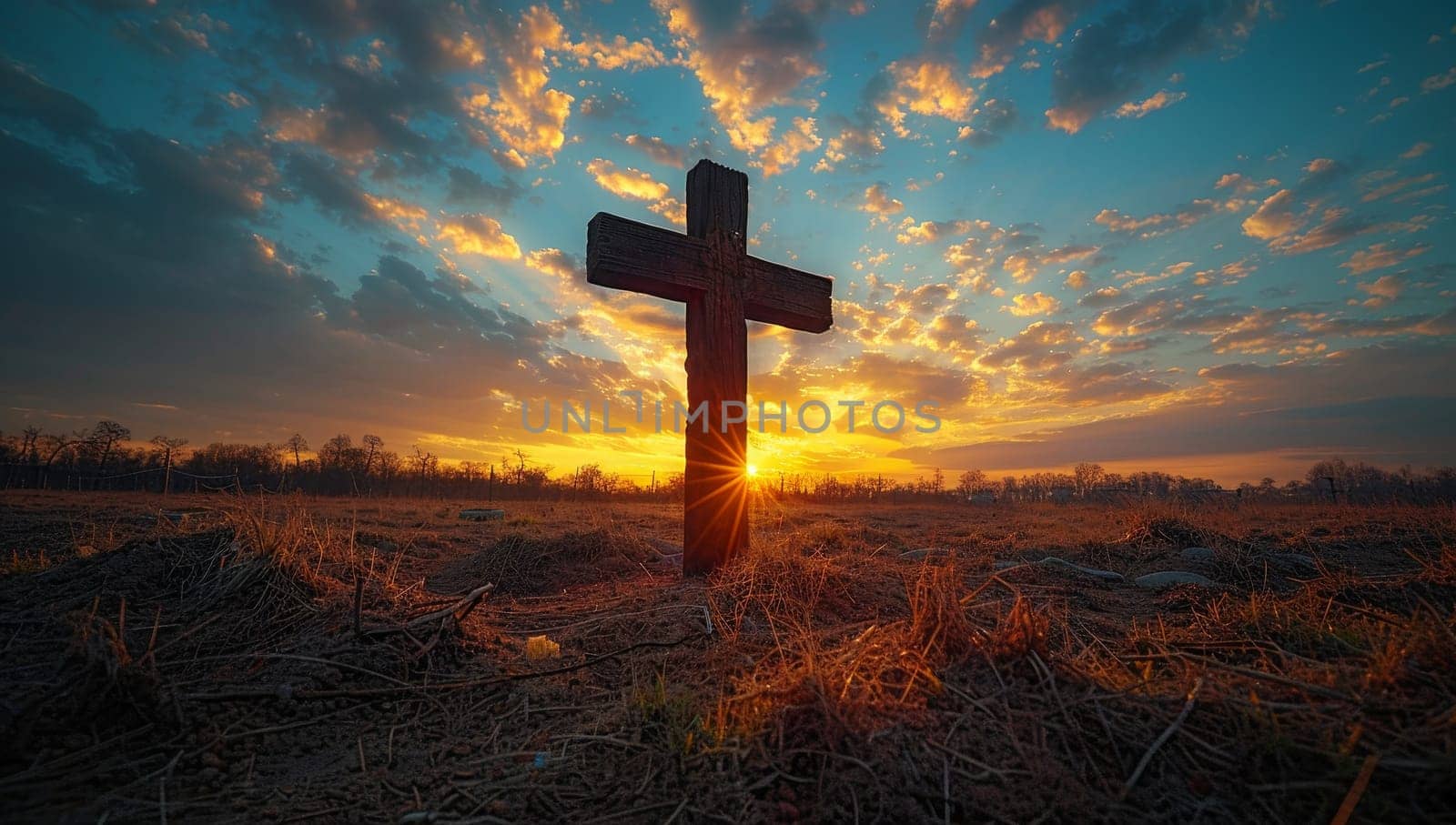 Cross in the field at sunset. Cross in the field at sunset