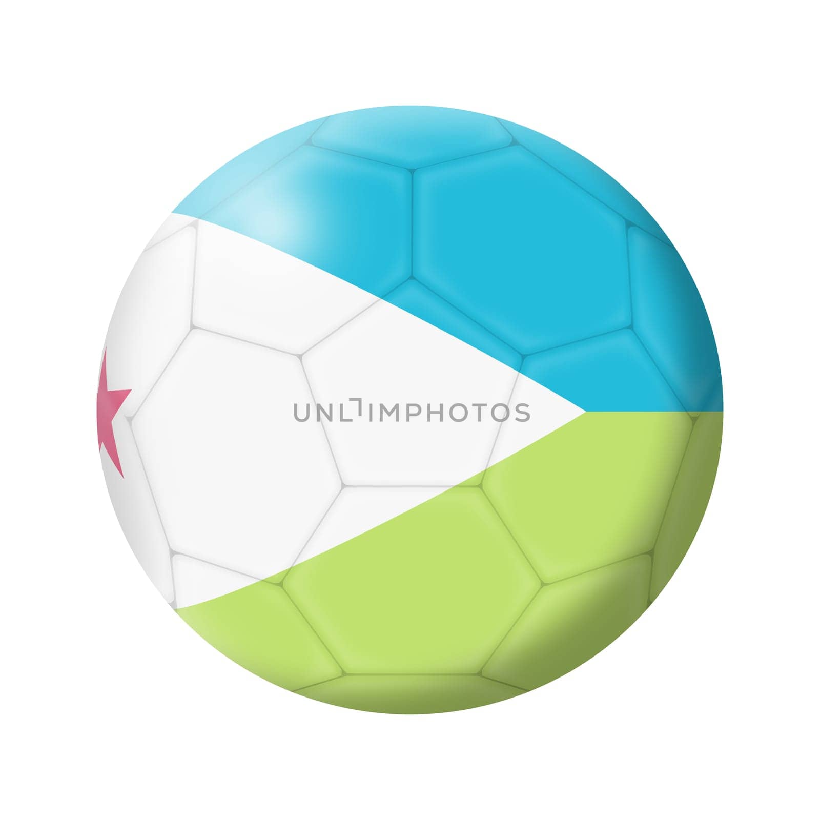 A Djibouti soccer ball football 3d illustration isolated on white with clipping path