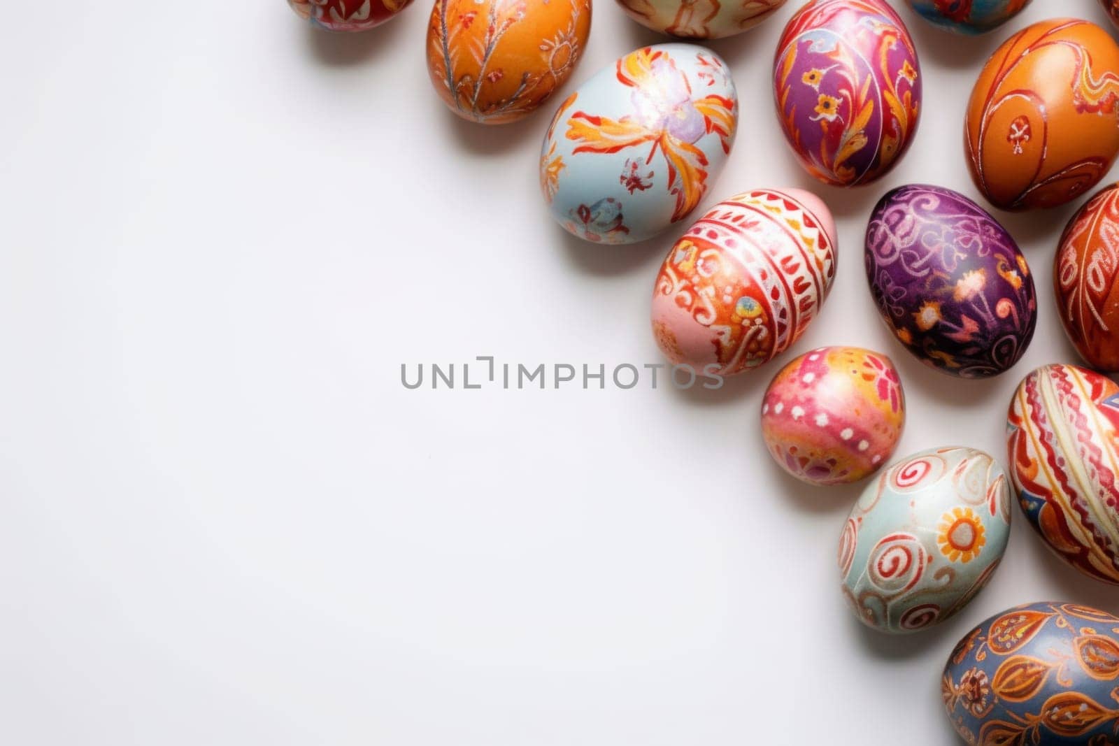 Banner with colored egg corner border over a white background. Generated AI by Oxdesign