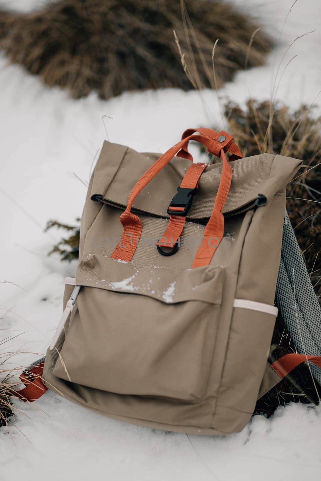 Abandoned Hiker's Backpack Covered in Fresh Snowfall by apavlin