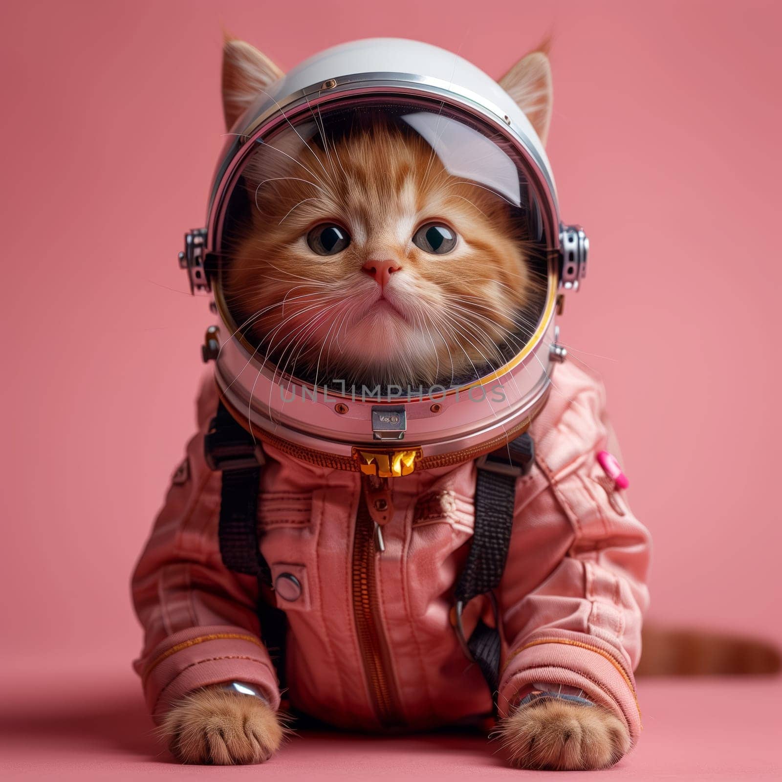 A Felidae in space suit and helmet, smiling with iris eyes by richwolf