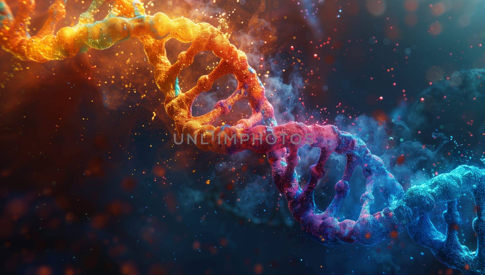 A computer generated image of a colorful DNA chain in electric blue by richwolf