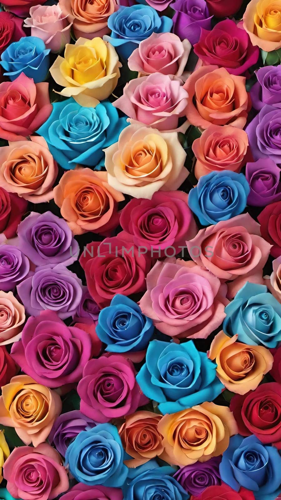 ulticolored roses as a background, top view, close up by yilmazsavaskandag