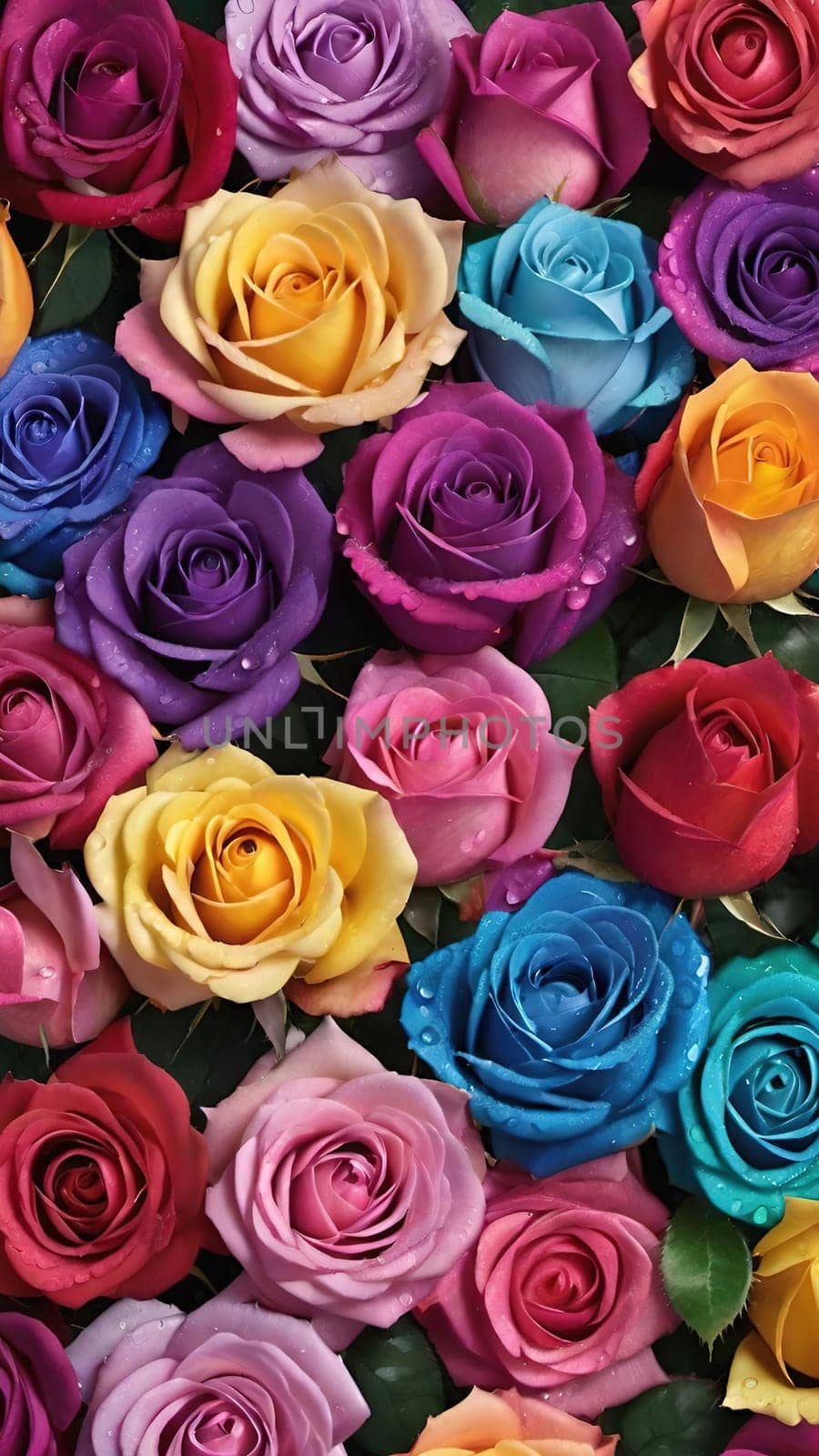 ulticolored roses as a background, top view, close up by yilmazsavaskandag