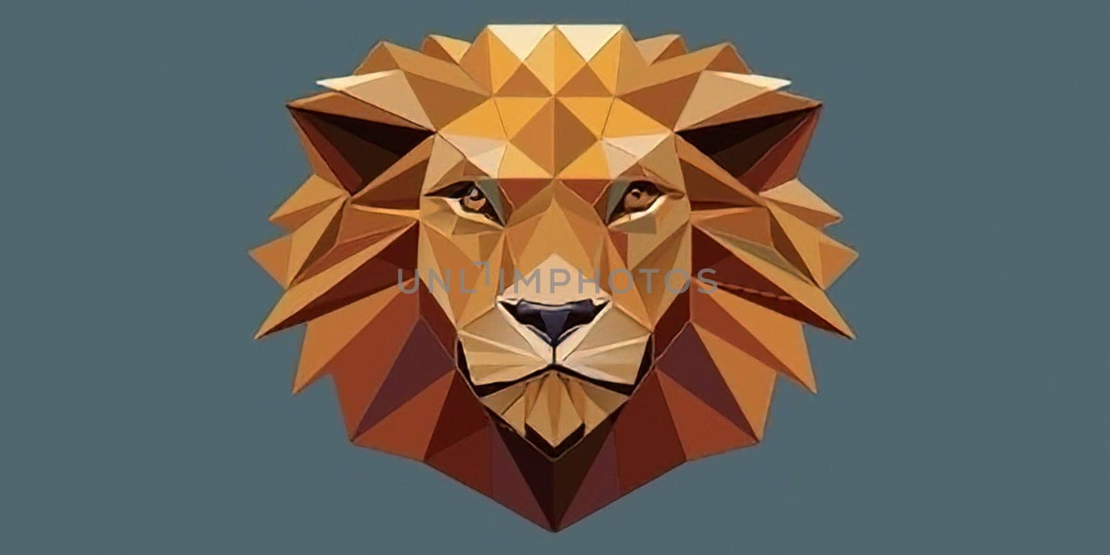 Lion head low poly style vector illustration. Polygonal animal.Low poly portrait of a lion in low poly style.Lion head polygonal vector illustration.