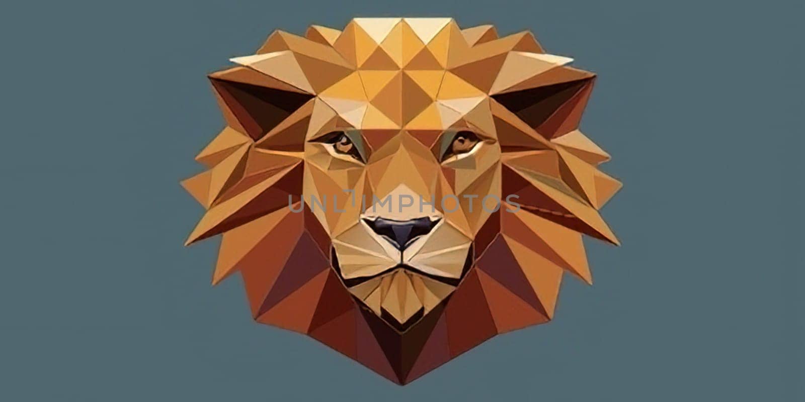 Lion head low poly style vector illustration. Polygonal animal.Low poly portrait of a lion in low poly style.Lion head polygonal vector illustration.