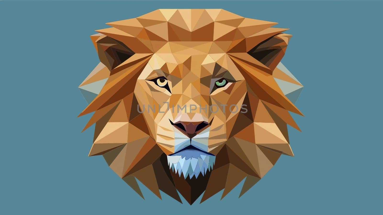 Lion head low poly style vector illustration. Polygonal animal.Low poly portrait of a lion in low poly style.Lion head polygonal vector illustration.