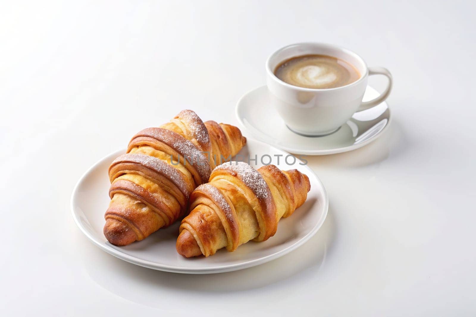Freshly baked croissants and cup of coffee by yilmazsavaskandag
