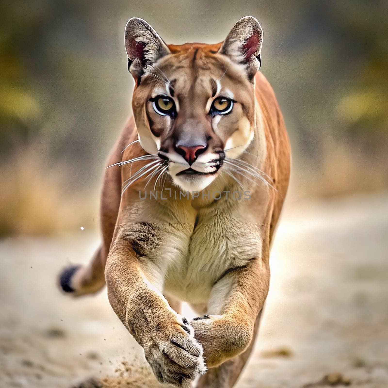 Big cat.A cougar on the run. Wild animal concept. by yilmazsavaskandag