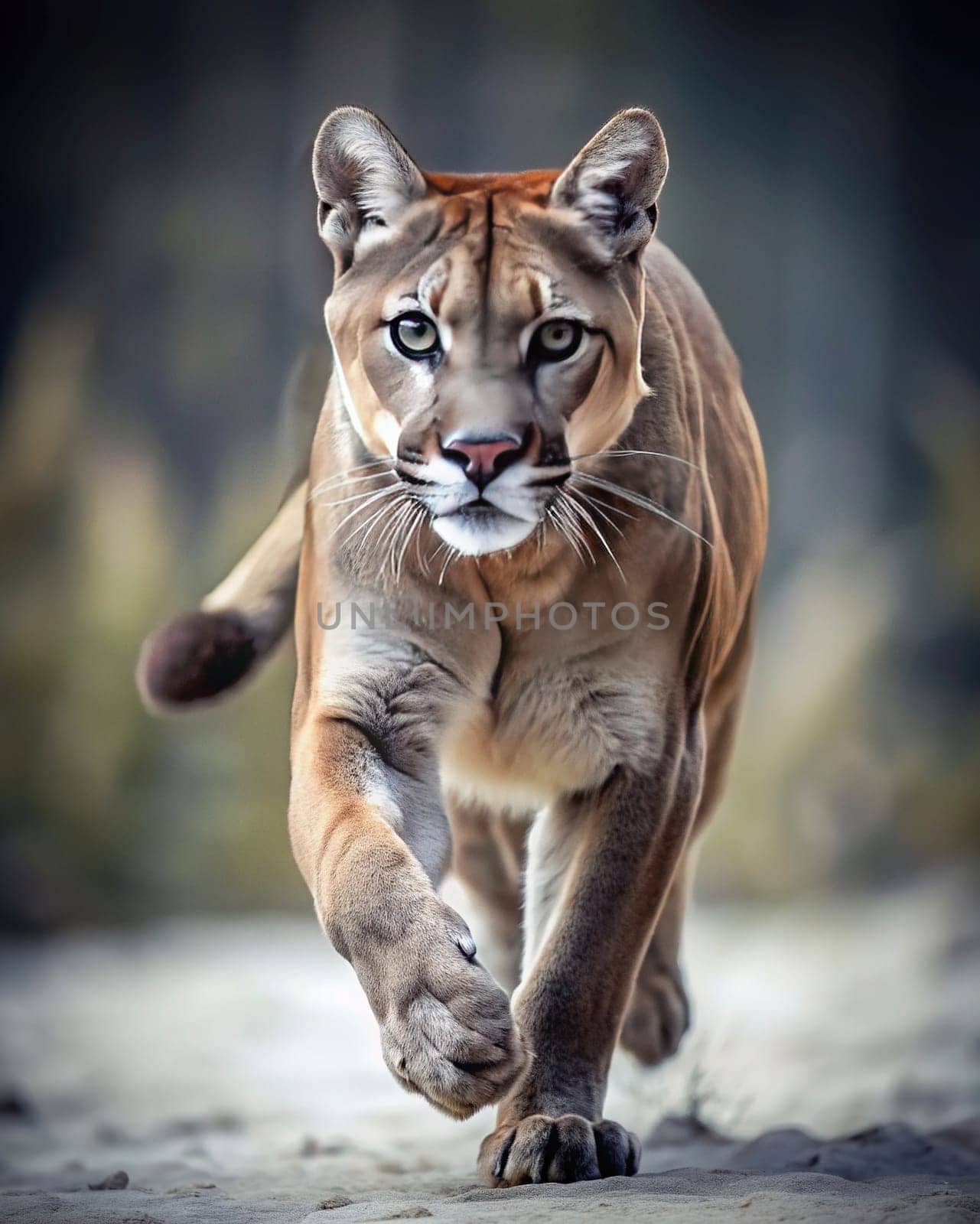 Big cat.A cougar on the run. Wild animal concept. by yilmazsavaskandag