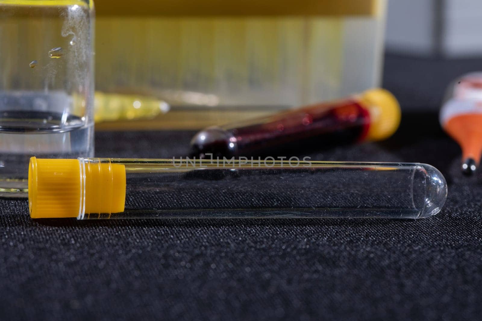 Each blood vial is transported to the laboratory for specialized tests.