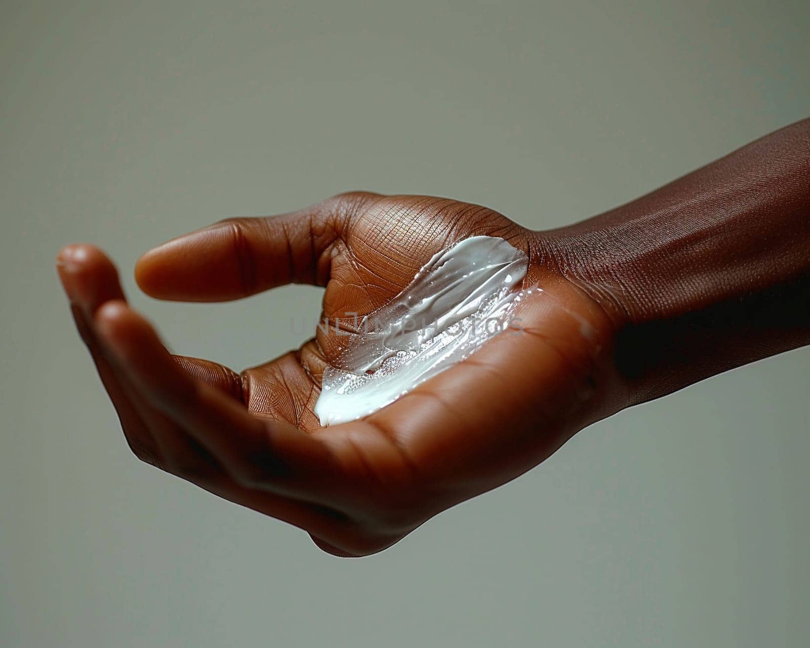 Close-up of a hand applying healing cream on dry skin by Benzoix
