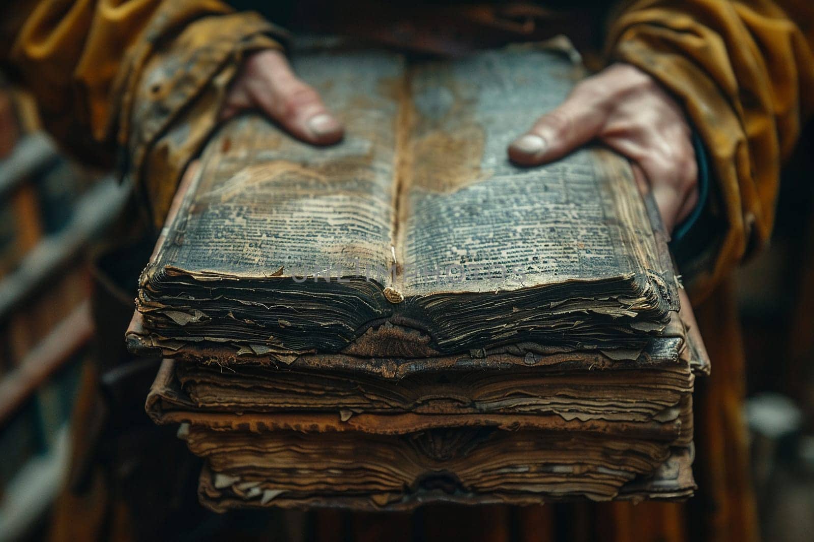 Hand turning pages of an old book by Benzoix