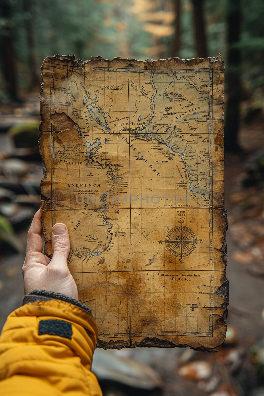 Hand holding an old map, showcasing adventure, history, and exploration.
