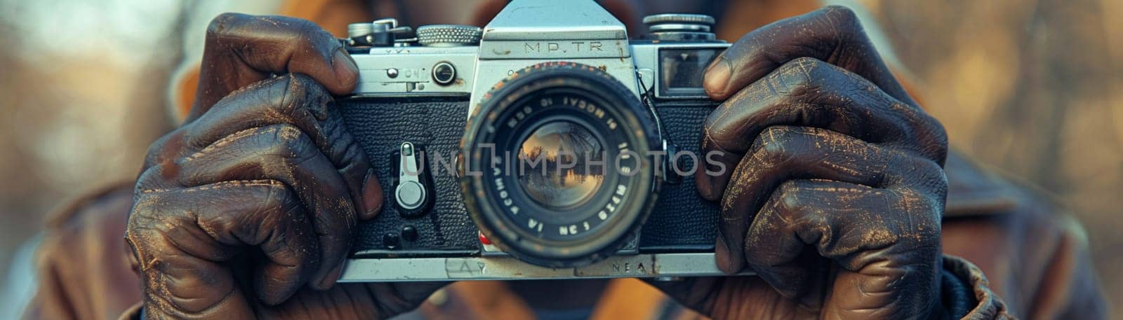 Hand holding a vintage camera by Benzoix