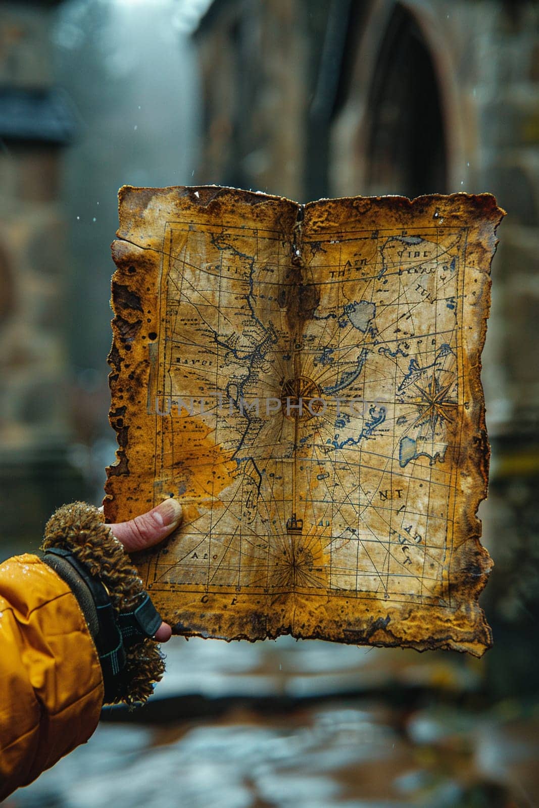 Hand holding an old map showcasing adventure by Benzoix