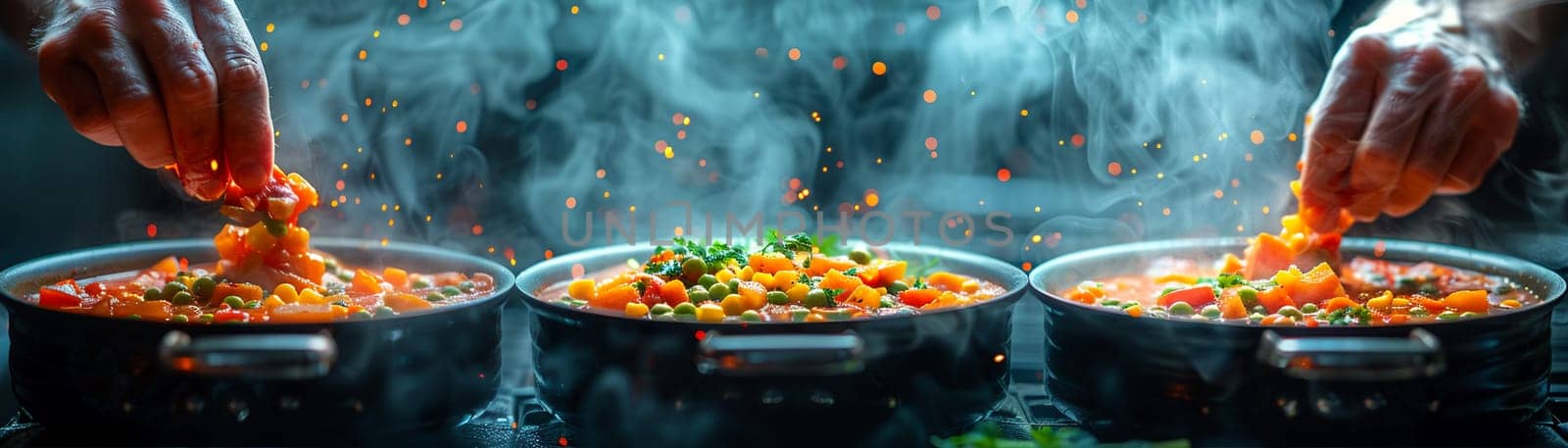 Hand stirring a pot of soup by Benzoix