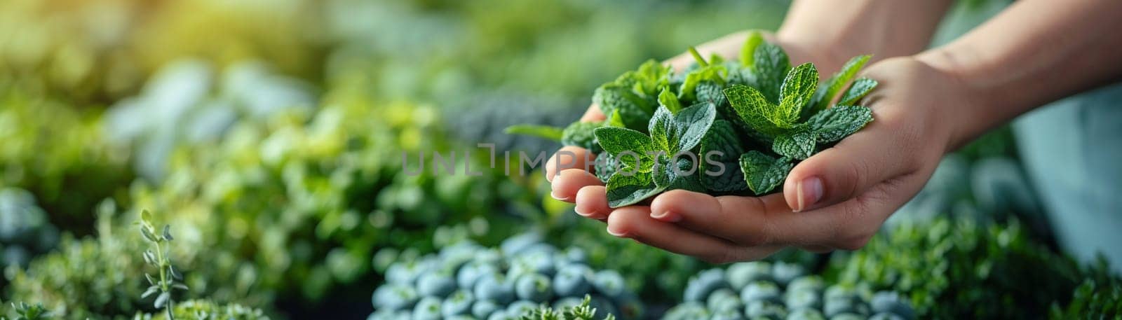 Hand holding a bundle of aromatic herbs by Benzoix