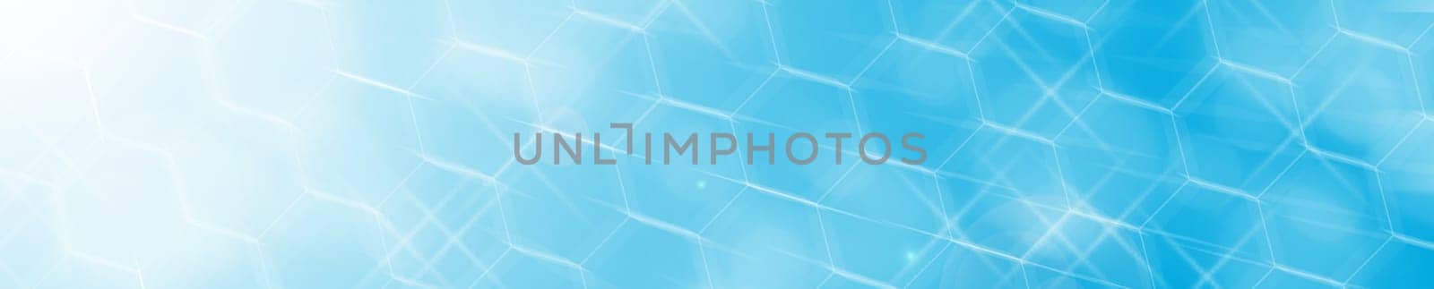 Bokeh photo effect accompanied by exoteric combinations of honeycombs and sun rays on a blue and blue background with flashes of white color. A flash of stars.