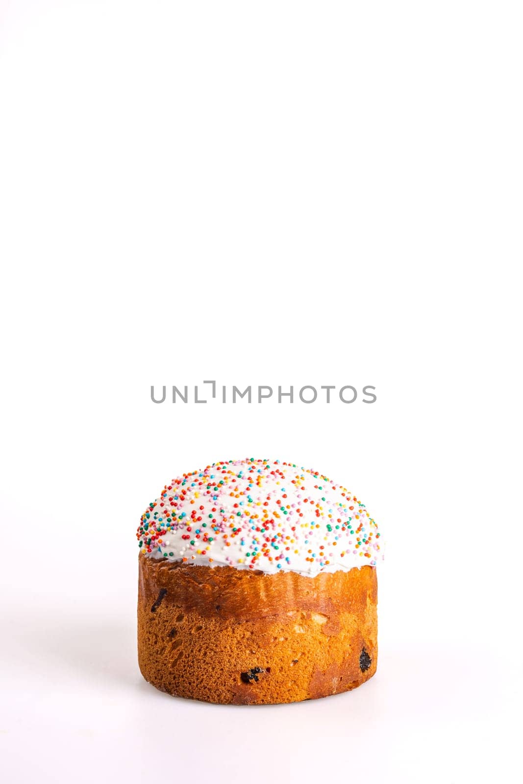 Traditional Orthodox Easter Bread, Kulich, Isolated on White Background by Pukhovskiy