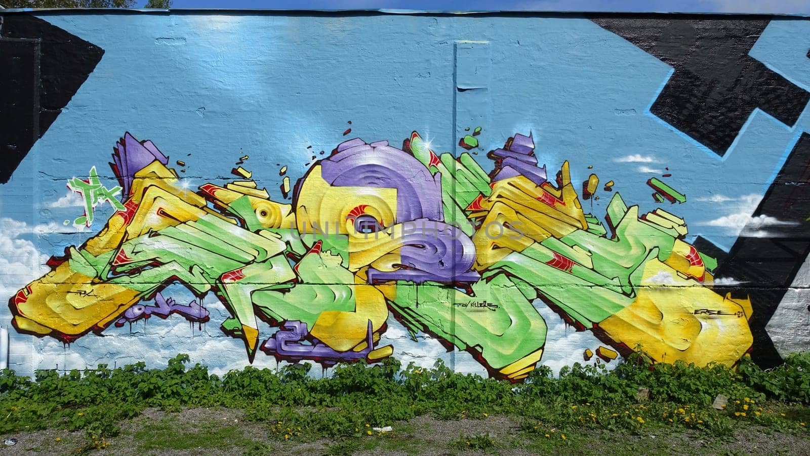Stockholm, Sweden, May 23 2021. Graffiti exhibition on the outskirts of the city. by Jamaladeen