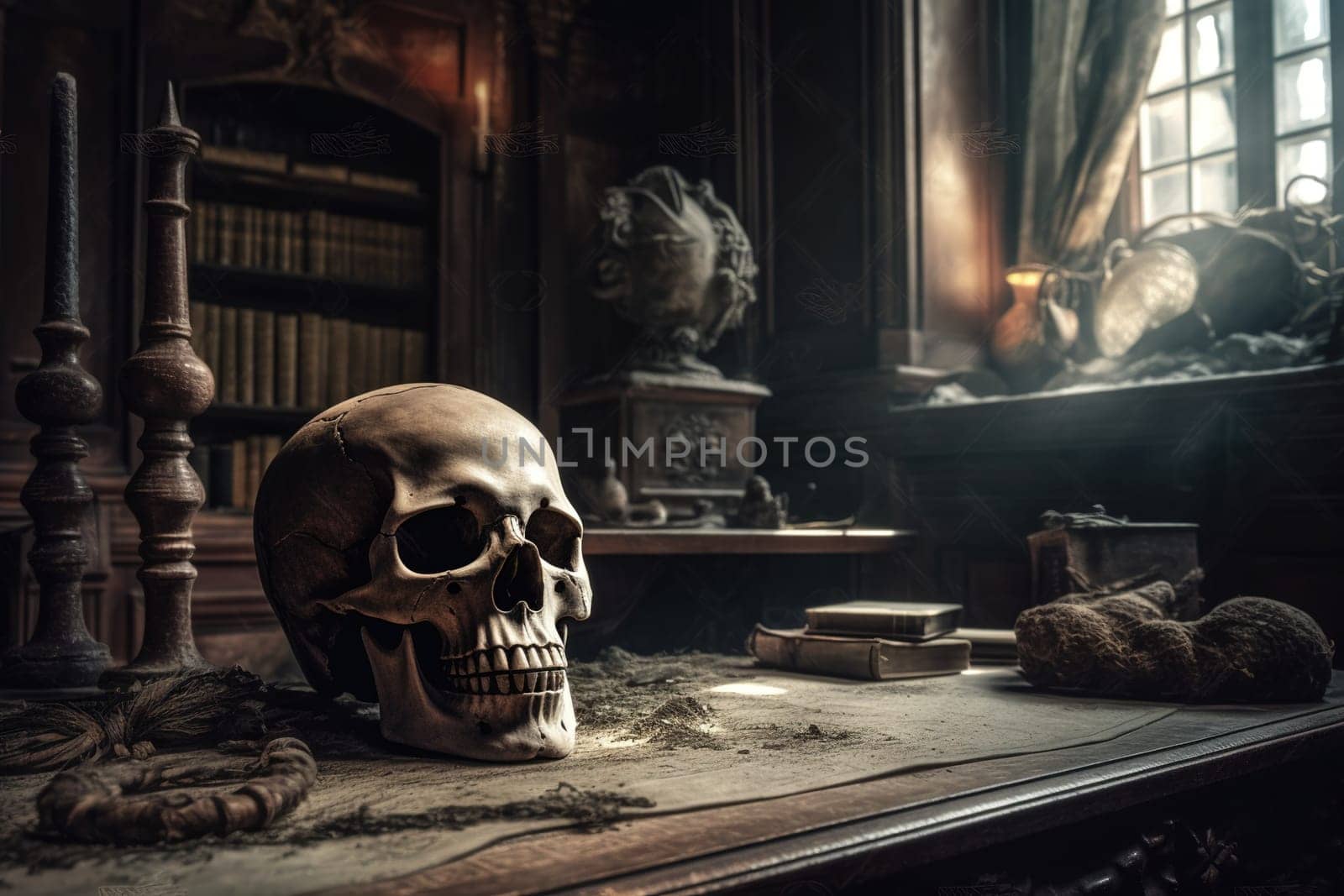 human skull in a mysterious place by tan4ikk1