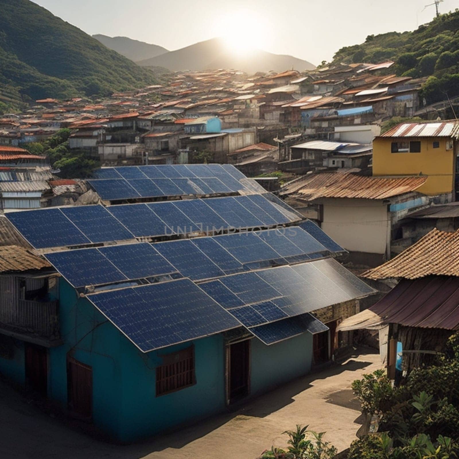 photovoltaic solar panels on slum hood for clean and cheap energy by verbano