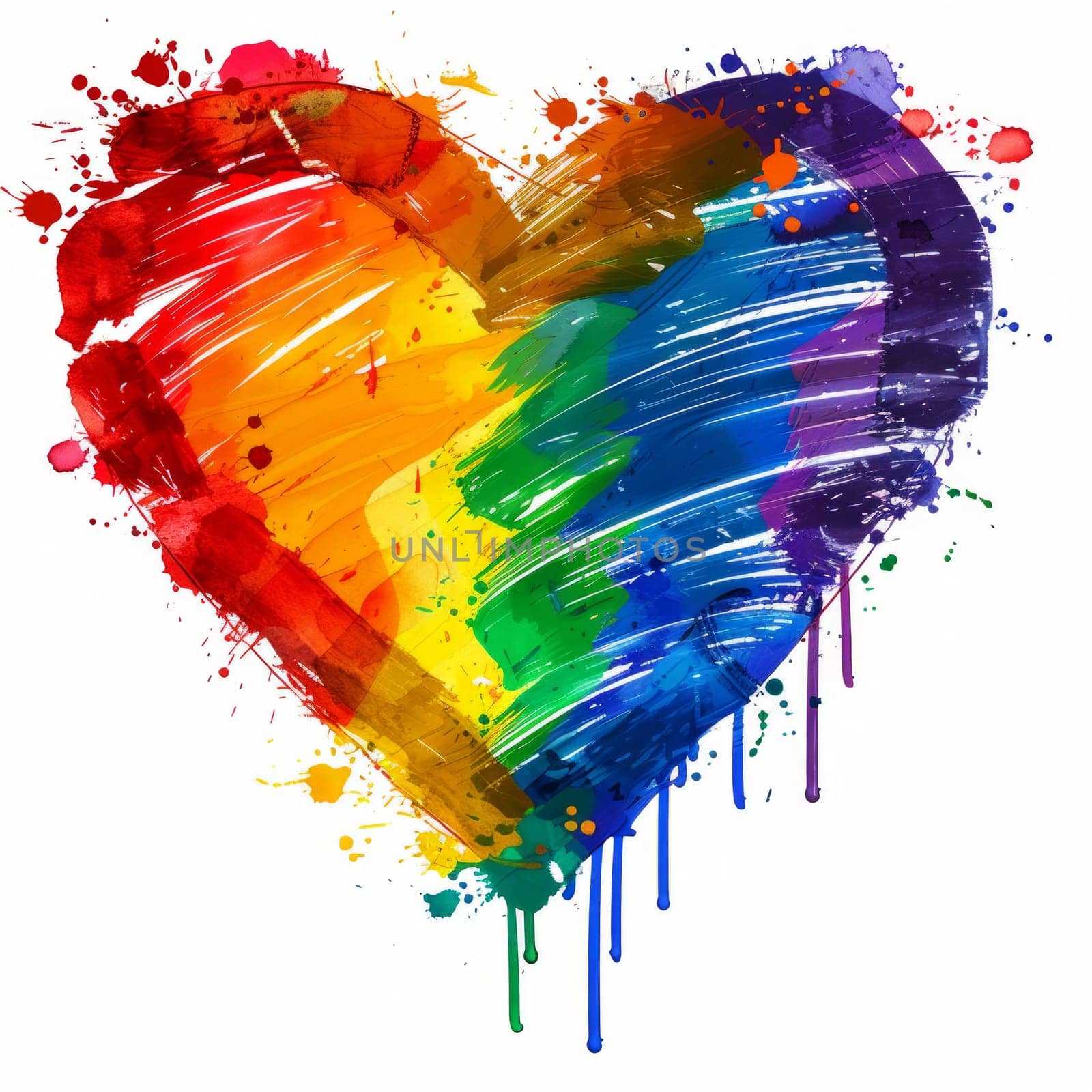 A lgbtq rainbow heart in watercolor style on white background. Concept of gender diversity.