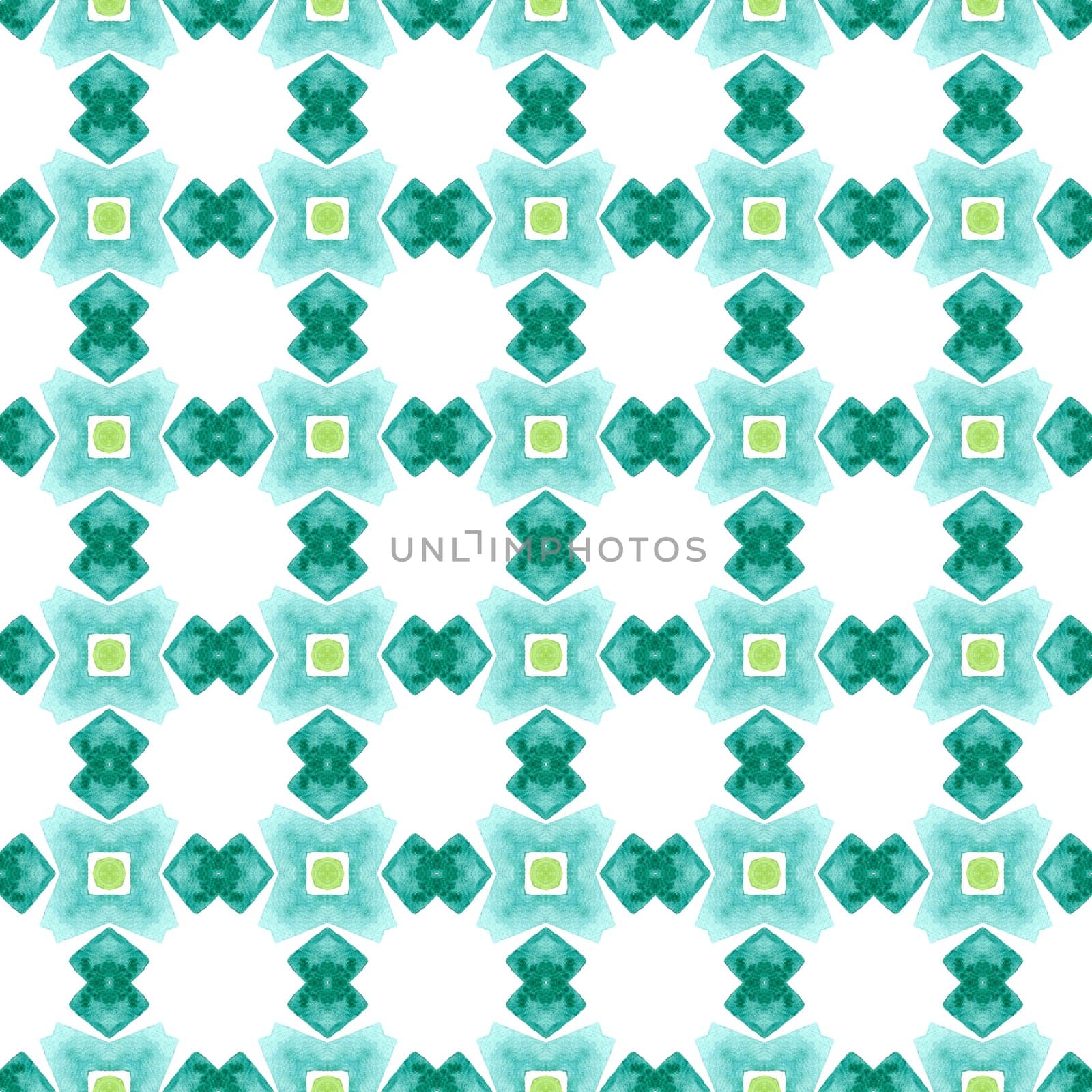 Textile ready classic print, swimwear fabric, wallpaper, wrapping. Green resplendent boho chic summer design. Mosaic seamless pattern. Hand drawn green mosaic seamless border.