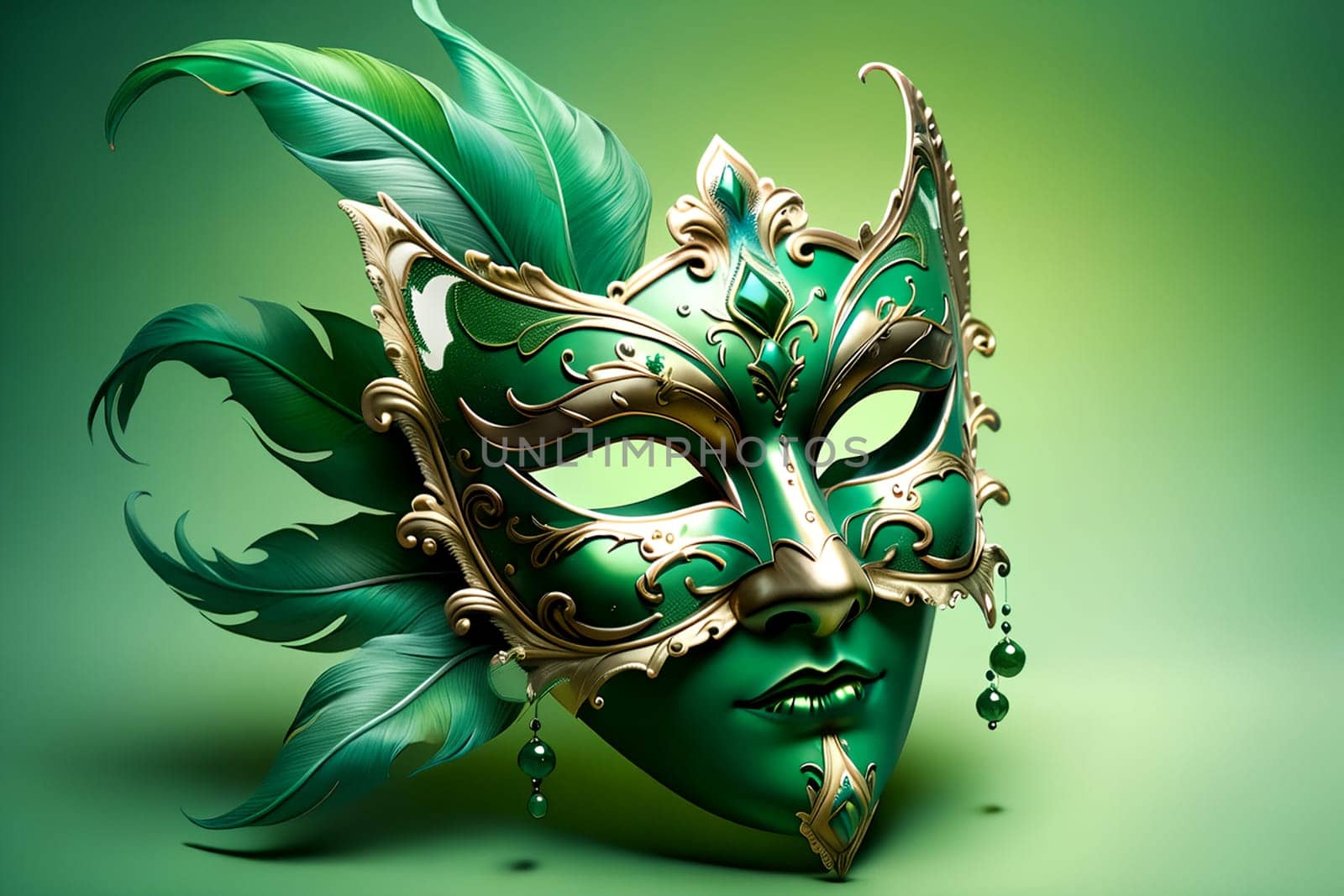 Carnival mask on abstract background . AI generated image.