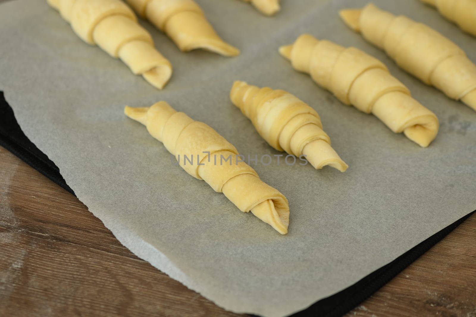 Before and after -homemade croissant baking at home. 1